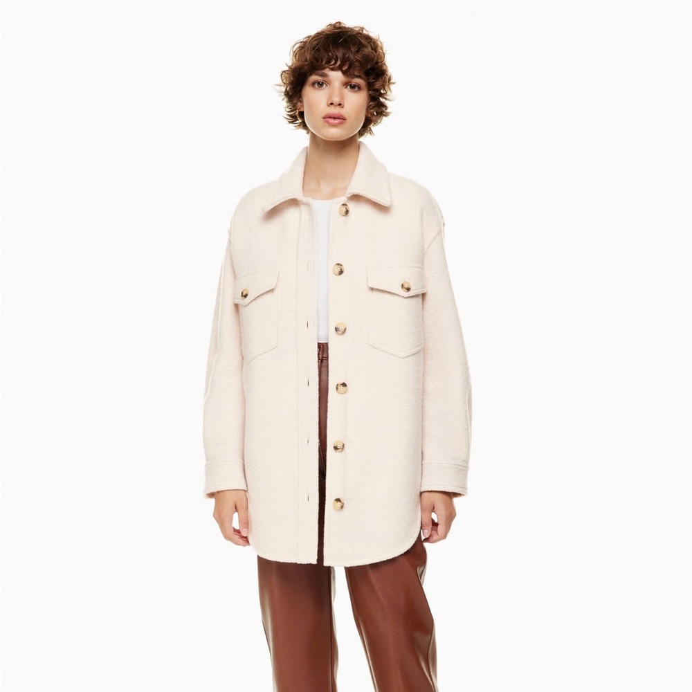 Aritzia Wilfred Tan Button-Up Ganna Shacket XS